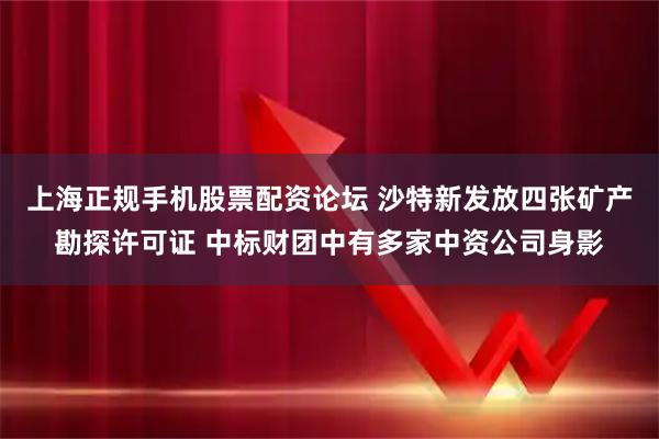 上海正规手机股票配资论坛 沙特新发放四张矿产勘探许可证 中标财团中有多家中资公司身影